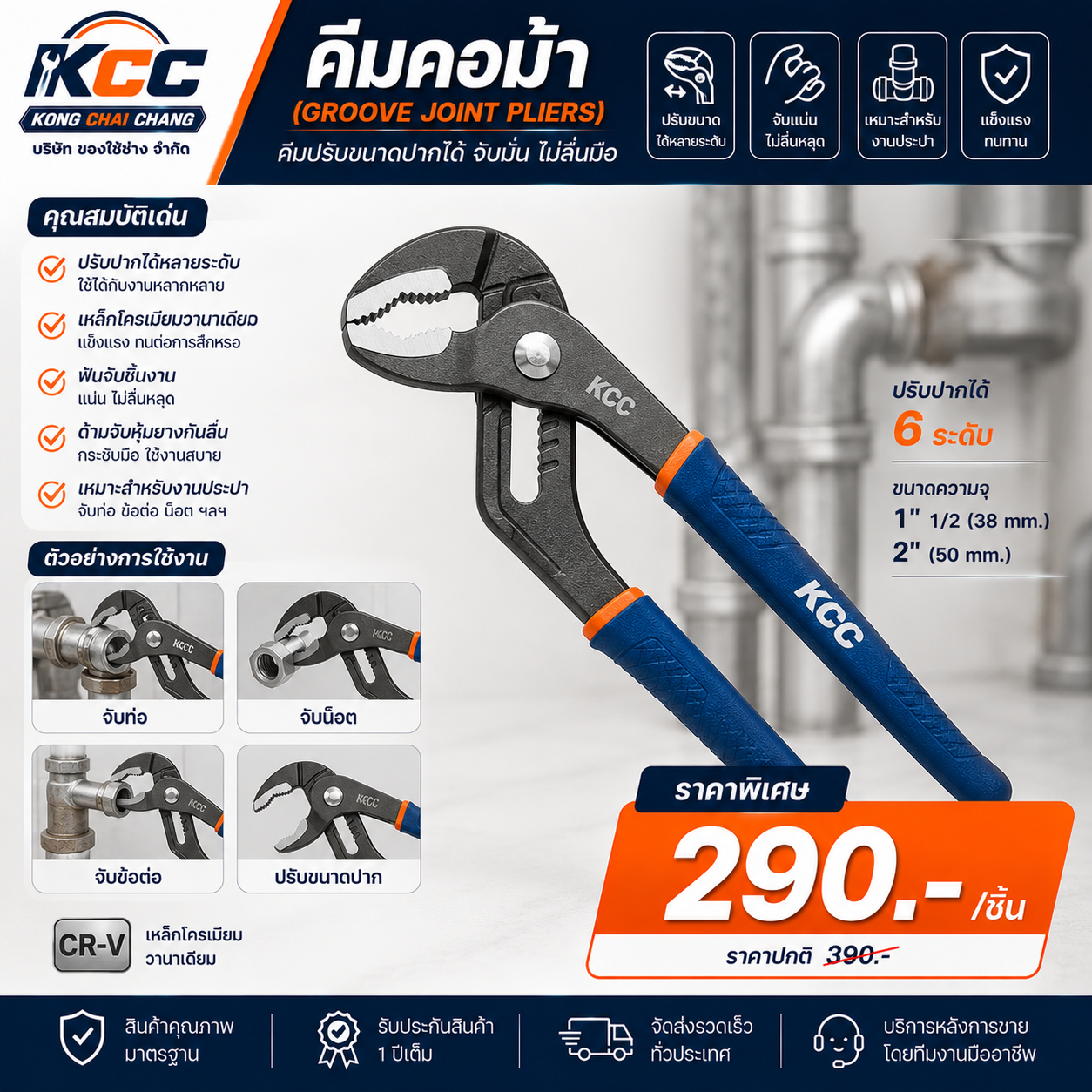 คีมคอม้า (Groove Joint Pliers)